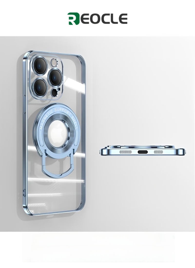 REOCLE Magnetic Phone Case Magnetic Suction Bracket Electroplated Clear Protective Phone Case for iPhone 14 Pro Plus Pro Max 15 Pro Plus Pro Max - Image 1