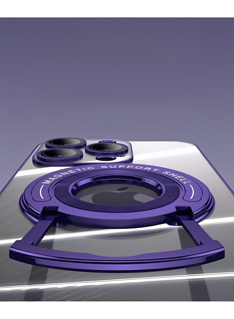 REOCLE Magnetic Phone Case Magnetic Suction Bracket Electroplated Clear Protective Phone Case for iPhone 14 Pro Plus Pro Max 15 Pro Plus Pro Max - Image 4