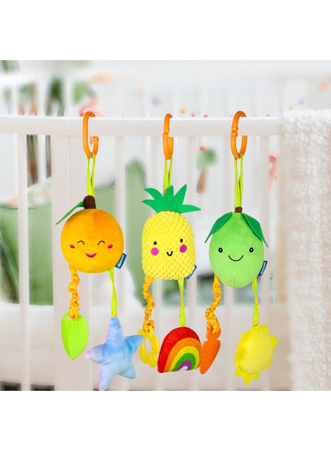 3-piece Set Baby Soft Plush Wind Chimes Toy Fruit Shake Bells Rubber Infant Soft Plush Wind Chimes Toy Fruit Shake Bells Rubber-Color:Fruit Wind Bell PineFor Apple - Image 2