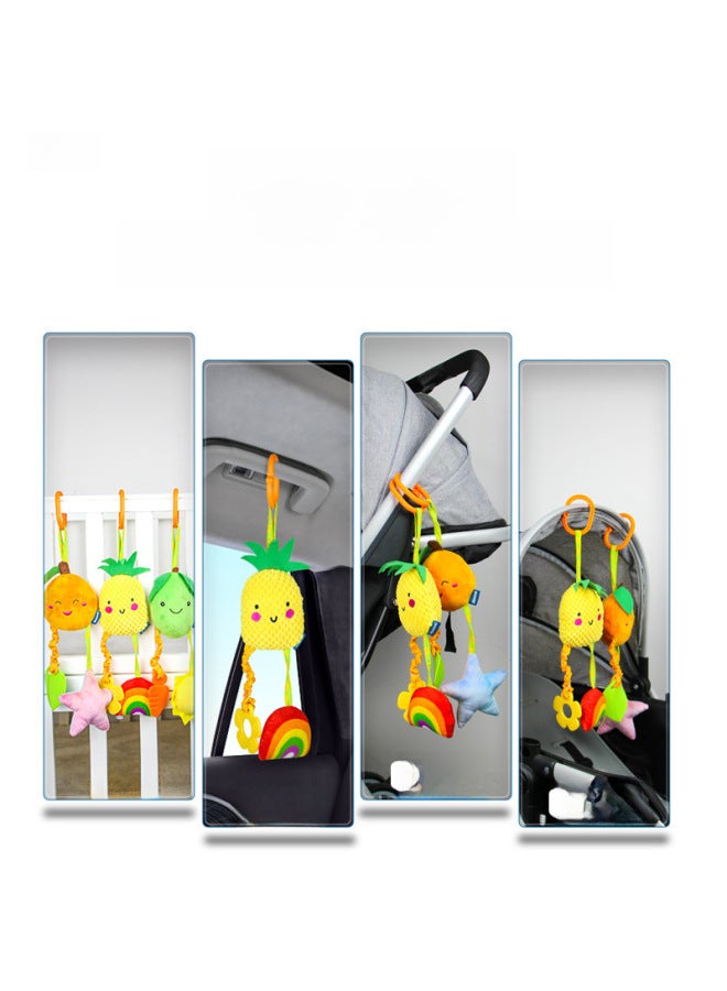 3-piece Set Baby Soft Plush Wind Chimes Toy Fruit Shake Bells Rubber Infant Soft Plush Wind Chimes Toy Fruit Shake Bells Rubber-Color:Fruit Wind Bell PineFor Apple - Image 3