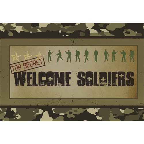 Baocicco Army Soldier Backdrop 7x5ft Welcome Soldiers Photography Background Three Stars Top Secret Camouflage Backdrop Children Birthday Party Decor Background Photo Studio Props
