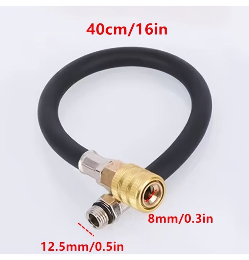 Blue 40cm Tire Inflator Extension Hose Locking Nozzle Quick Connector for Car Motorcycle - Image 2