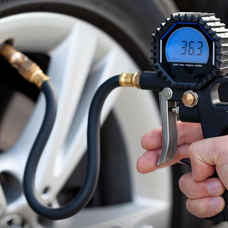Blue 40cm Tire Inflator Extension Hose Locking Nozzle Quick Connector for Car Motorcycle - Image 5