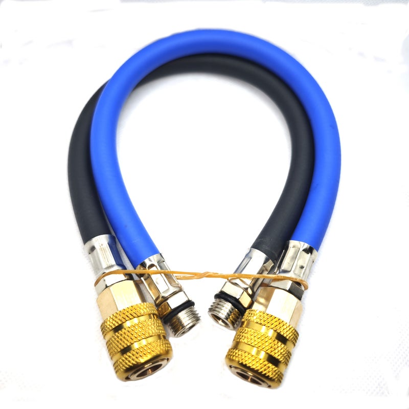 Blue 40cm Tire Inflator Extension Hose Locking Nozzle Quick Connector for Car Motorcycle - Image 4