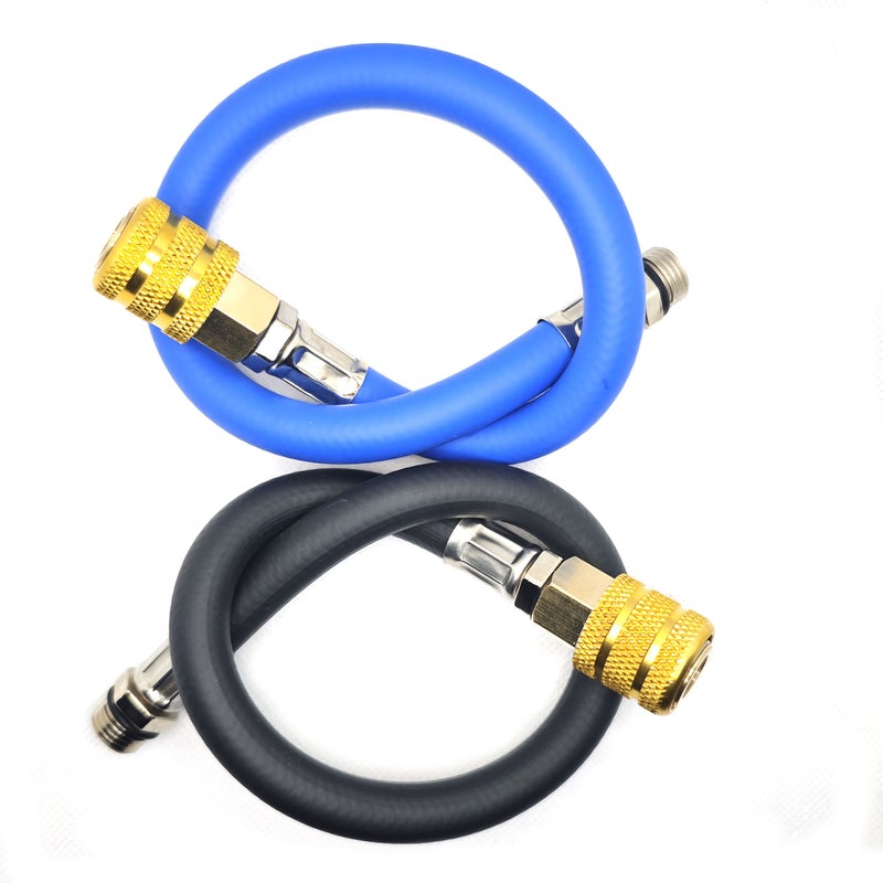 Blue 40cm Tire Inflator Extension Hose Locking Nozzle Quick Connector for Car Motorcycle - Image 3