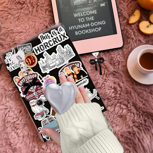 AIERSA Cute Charms Set for Kindle,Including Dust Plug Charm Type C/USB C,Heart Grip Holder,Bling Keychains with Hook for Kindle Accessories,Compatible for Kindle Paperwhite 11th 12th Generation-Black - Image 5