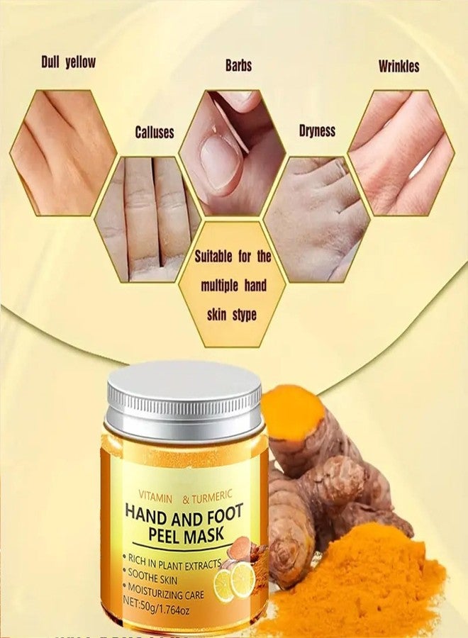 gcdat Turmeric Hand and Foot Peel Mask- Moisturizing Hydrating Nourishing Exfoliating Hand Film Hands Care Paraffin with Vitamin C & Turmeric - 1.76 Oz - Image 3