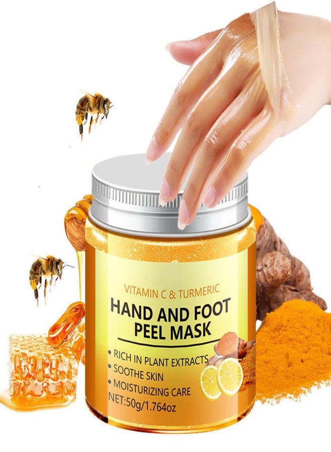 gcdat Turmeric Hand and Foot Peel Mask- Moisturizing Hydrating Nourishing Exfoliating Hand Film Hands Care Paraffin with Vitamin C & Turmeric - 1.76 Oz - Image 1