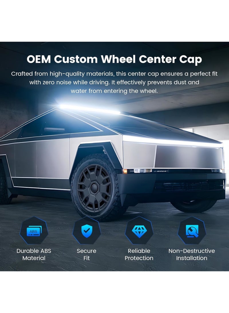 SYOSI Tesla Cybertruck Wheel Caps, 4PCS ABS Hub Center Covers Compatible with Cybertruck Accessories, Removable Full Coverage Design for Wheel Protection and Style, Durable and Easy to Install, Black - Image 4