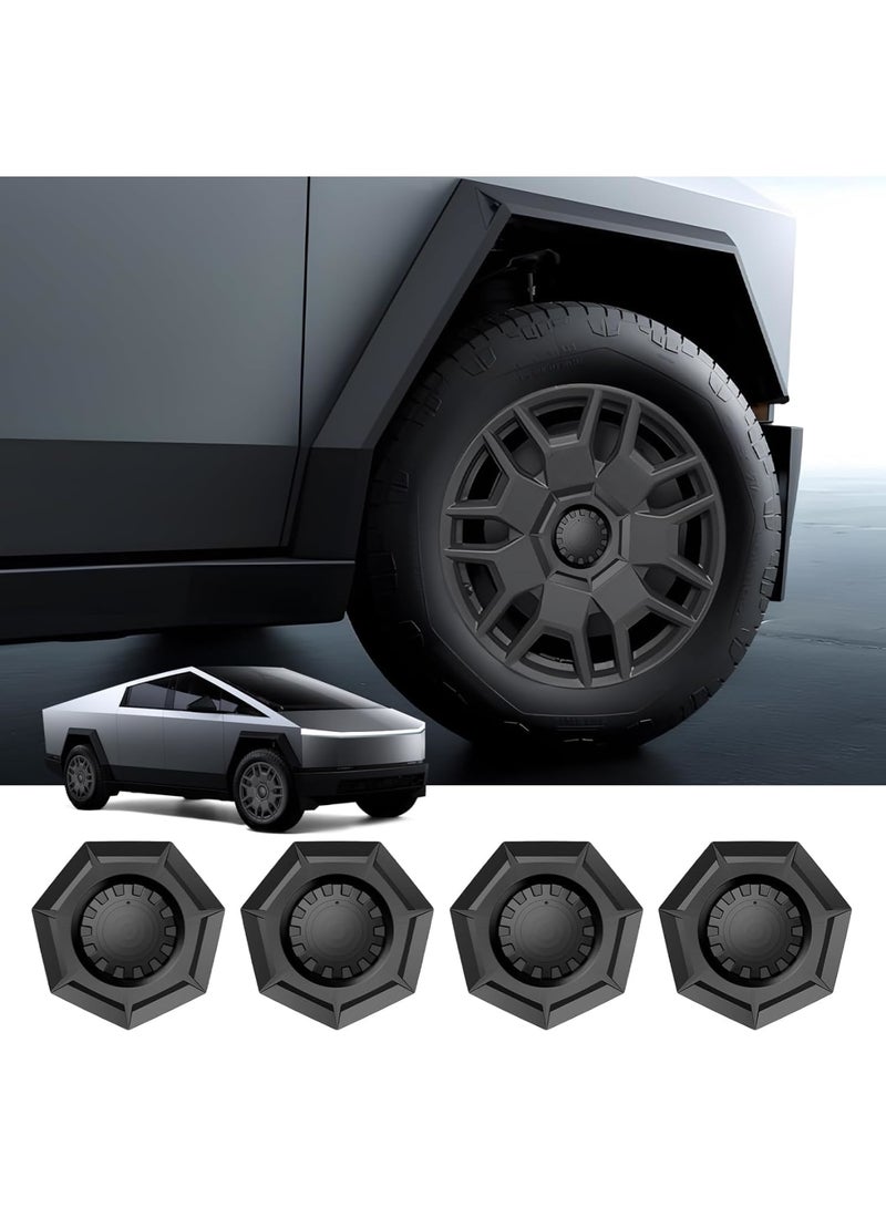 SYOSI Tesla Cybertruck Wheel Caps, 4PCS ABS Hub Center Covers Compatible with Cybertruck Accessories, Removable Full Coverage Design for Wheel Protection and Style, Durable and Easy to Install, Black - Image 1