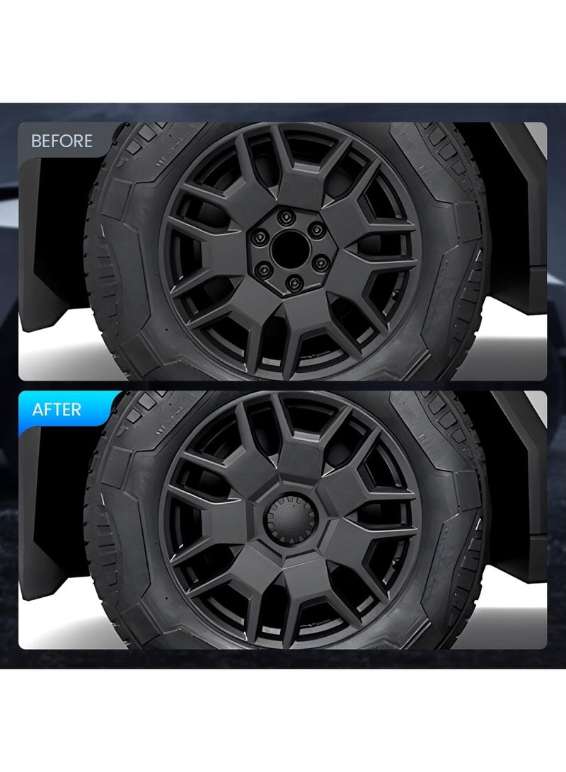 SYOSI Tesla Cybertruck Wheel Caps, 4PCS ABS Hub Center Covers Compatible with Cybertruck Accessories, Removable Full Coverage Design for Wheel Protection and Style, Durable and Easy to Install, Black - Image 2