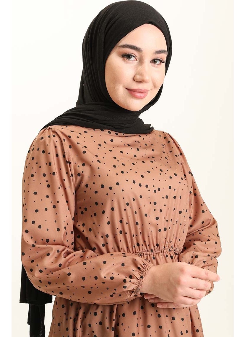 Sefa Merve Pleated Tunic 4346-07 Milky Coffee Black  - Image 4
