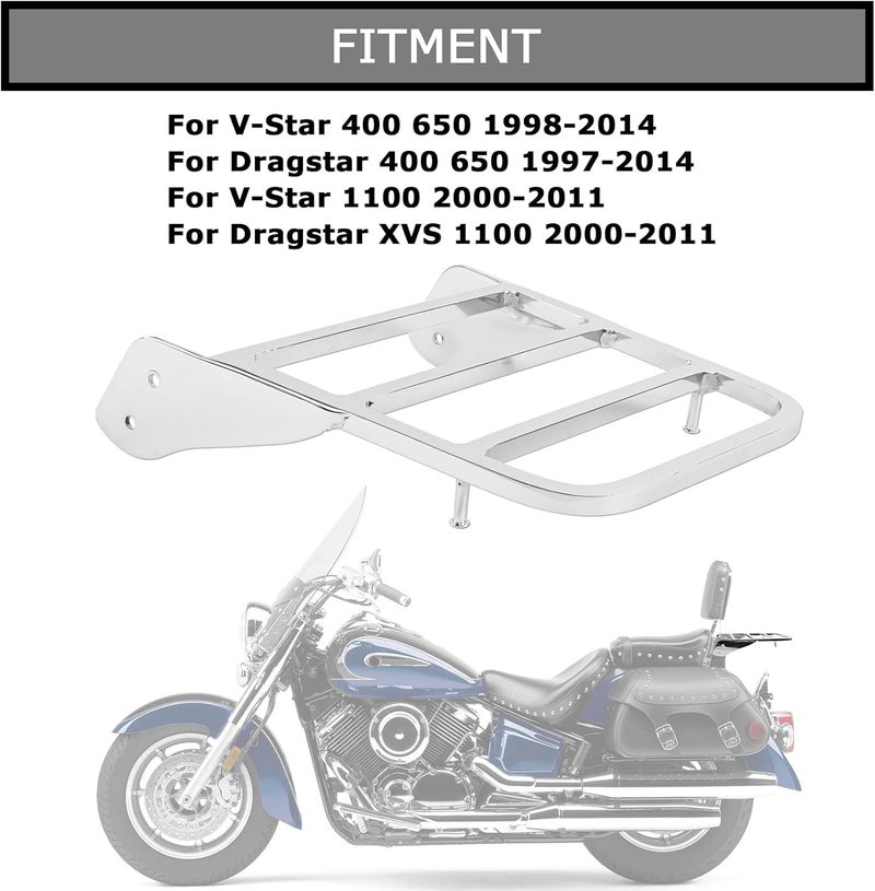 PSLER Motorcycle Solo Seat Sissy Bar Luggage Rack for Dragstar XVS 1100 V-Star 400 650 1100 - Image 2