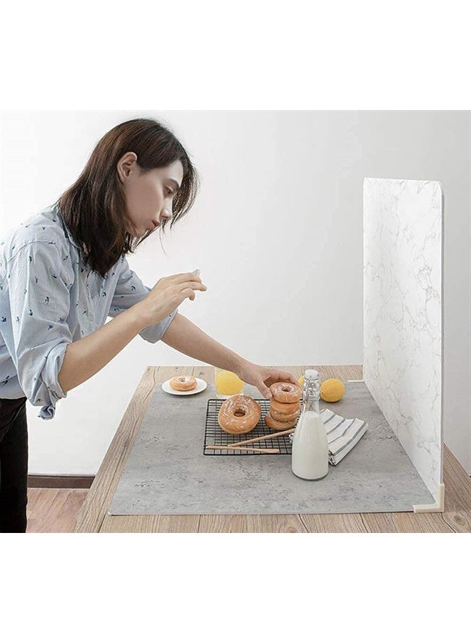 BEIYANG 2 PCS Photo Backdrop Boards with 2 PCS Brackets for Flat Lay or Food Photography Background, Durable Waterproof Realistic Photo Backgrounds for Product Photography 24x24in - Image 1