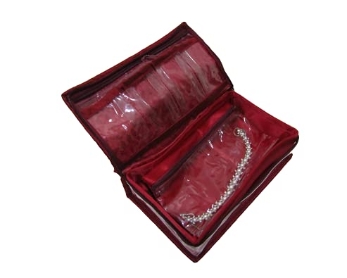 Deepsum Lucknowi Jewellery kit with Pouch Jewellery Organiser For Women Medium Size Red - Image 4