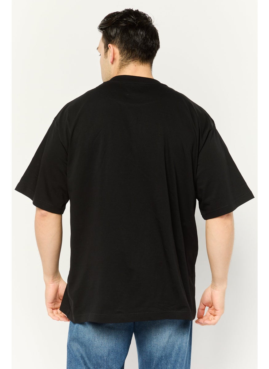 DIESEL Men Crew Neck Short Sleeves Metallic T-Shirt, Black  - Image 4