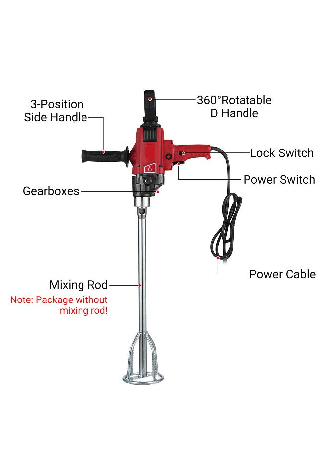 2000W Drill Mixer Set with Spade Handle Electric Augers Post Hole Digging Corded Mixing Drill Machine Concrete Mud Mixer for Drilling and Mixing