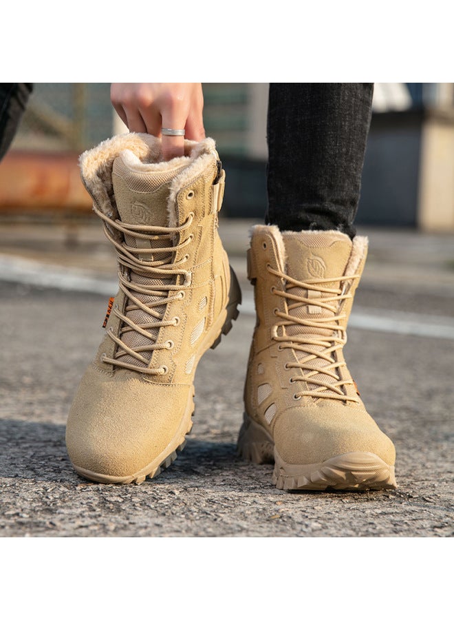 Men's Outdoor  And Mountaineering Shoes, High-top Martin Boots, Men's Wolf  Waterproof And Non-slip Combat Boots