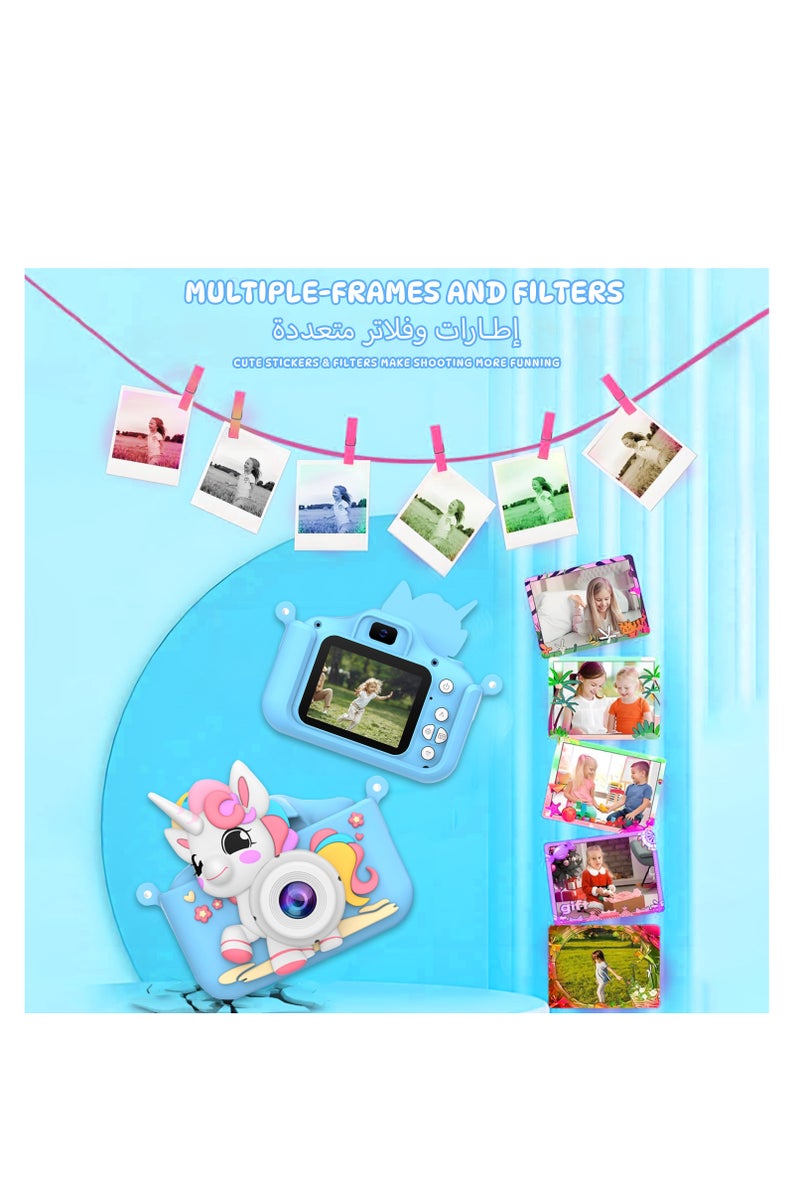 أيه بي جي كاميرا رقمية للأطفال مع فيديو - كاميرا لعبة للأطفال الصغار والأطفال من سن 3 إلى 12 عامًا مزودة ببطاقة SD سعة 32 جيجابايت وقارئ USB وألعاب وموسيقى - كاميرا صغيرة مع فلاتر وحافظة كرتونية - هدية مثالية للأطفال - Image 4