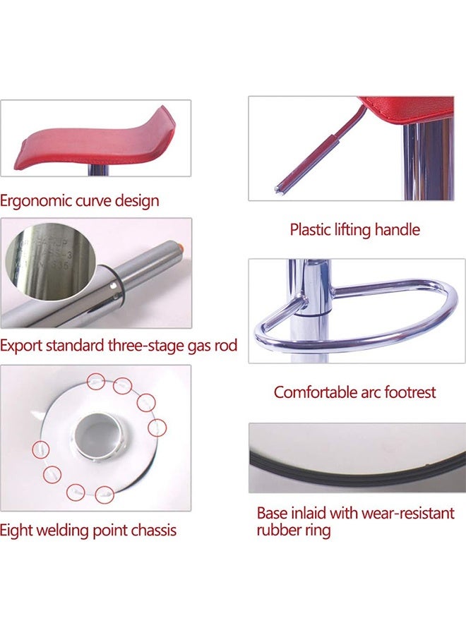 JCB CHIC Bar Stool Chairs High Stool Chair Adjustable Stool ，PU Leather with Chrome Base, Pub Counter Chair（red,2pcs） - Image 3