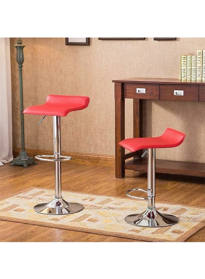 JCB CHIC Bar Stool Chairs High Stool Chair Adjustable Stool ，PU Leather with Chrome Base, Pub Counter Chair（red,2pcs） - Image 1