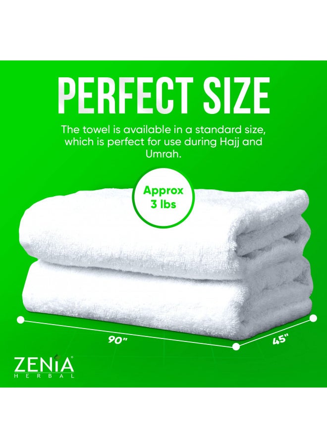 zenia - Zenia Natural Hygienic 100% Cotton Ihram (Ahram/Ehram) Towel for Hajj and Umrah - Lightweight and Durable 45 in x 90 in (Ihram with Adjustable Belt & Free Miswak) - Image 1