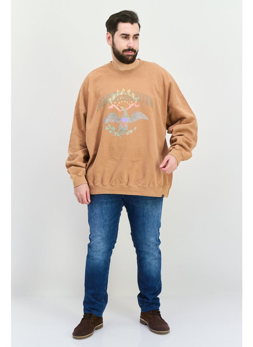 Vintage Supply Men Crew Neck Long Sleeve Graphic Print Sweatshirt, Brown  - Image 4
