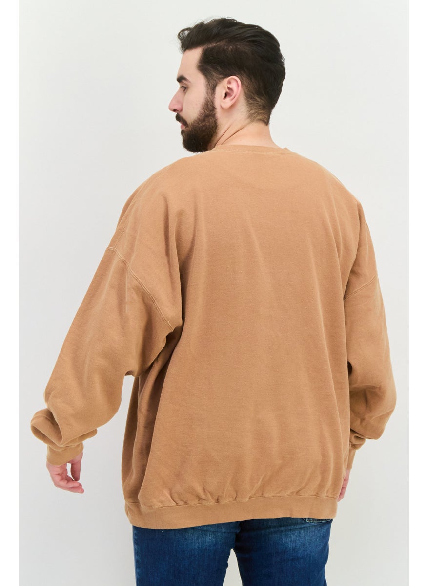 Vintage Supply Men Crew Neck Long Sleeve Graphic Print Sweatshirt, Brown  - Image 3