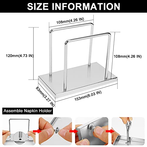 Livabber Napkin Holder, Metal Napkin Storage Modern Freestanding Tissue Paper Dispenser for Table Kitchen Countertop (Metal Base, Chrome) - Image 2