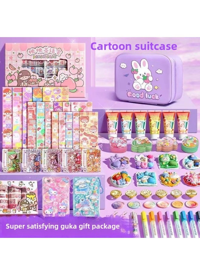 Generic - [cream Glue Goo Card Quicksand Brick Suit] Deluxe Girl Children Stickers Goo Card Toy Three-layer Storage Box-Specifications:Upgraded 50g Large Cream Glue [more Playable For Children-Color:1798 Pieces [free Box Of Kuromi Guka + A Bucket Of Ice Cream - Image 1