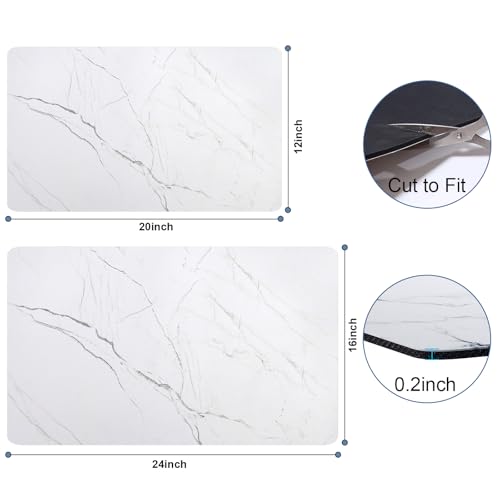 CooRug Marble Pattern Dish Drying Mat, Absorbent Coffee Bar Mat for Kitchen Counter, Non-slip Pad with Rubber Backed, Washable and Easy to Clean 16" x 24" Light Marble - Image 3