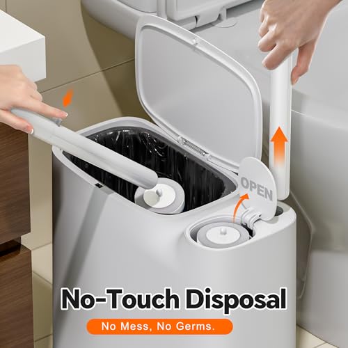 POPMOP White Plastic Mini Trash Can, Toilet Cleaner Stick, Toilet Brush Holder, 36 Refills, 2-Gallon Trash Can with Pop-Out Lid, Suitable for Bathrooms and Small Toilets. - Image 4