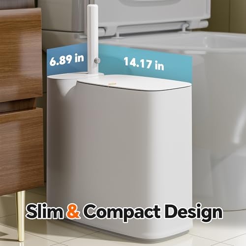 POPMOP White Plastic Mini Trash Can, Toilet Cleaner Stick, Toilet Brush Holder, 36 Refills, 2-Gallon Trash Can with Pop-Out Lid, Suitable for Bathrooms and Small Toilets. - Image 5