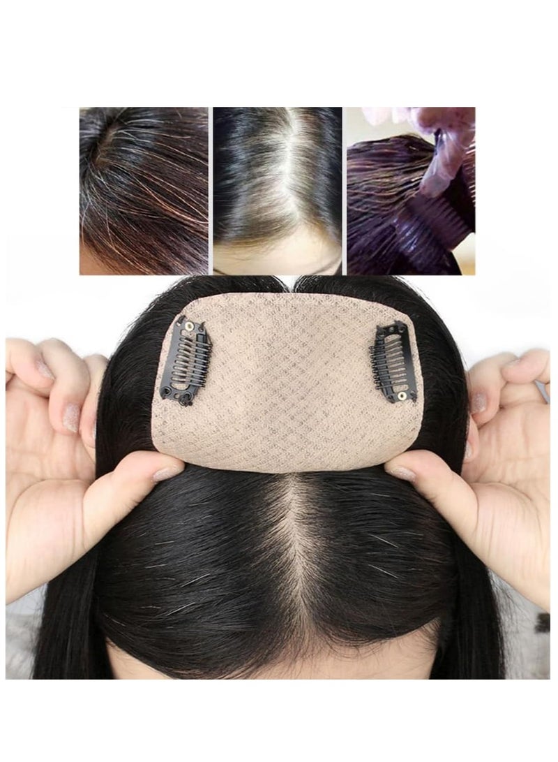 إستيل أغطية علوية من الشعر البشري الحريري، مشبك شعر طبيعي في قطع رقعة الشعر، لتغطية الشعر الأبيض، وفقدان الشعر (طول الشعر 30 سم، غطاء أسود طبيعي 12 × 13) - Image 3