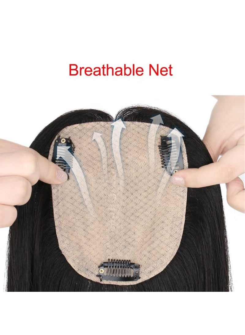 إستيل أغطية علوية من الشعر البشري الحريري، مشبك شعر طبيعي في قطع رقعة الشعر، لتغطية الشعر الأبيض، وفقدان الشعر (طول الشعر 30 سم، غطاء أسود طبيعي 12 × 13) - Image 5