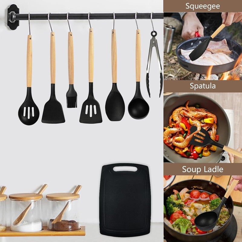 spark ONE 19-Piece Kitchen Utensils Set with Knife Block, Silicone Cooking Tools, Stainless Steel Knives and Cutting Board - Image 4