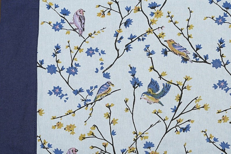 Dekor World Polyester Blend Bird Printed Table Cover Set - Blue, 5 Piece - Image 2