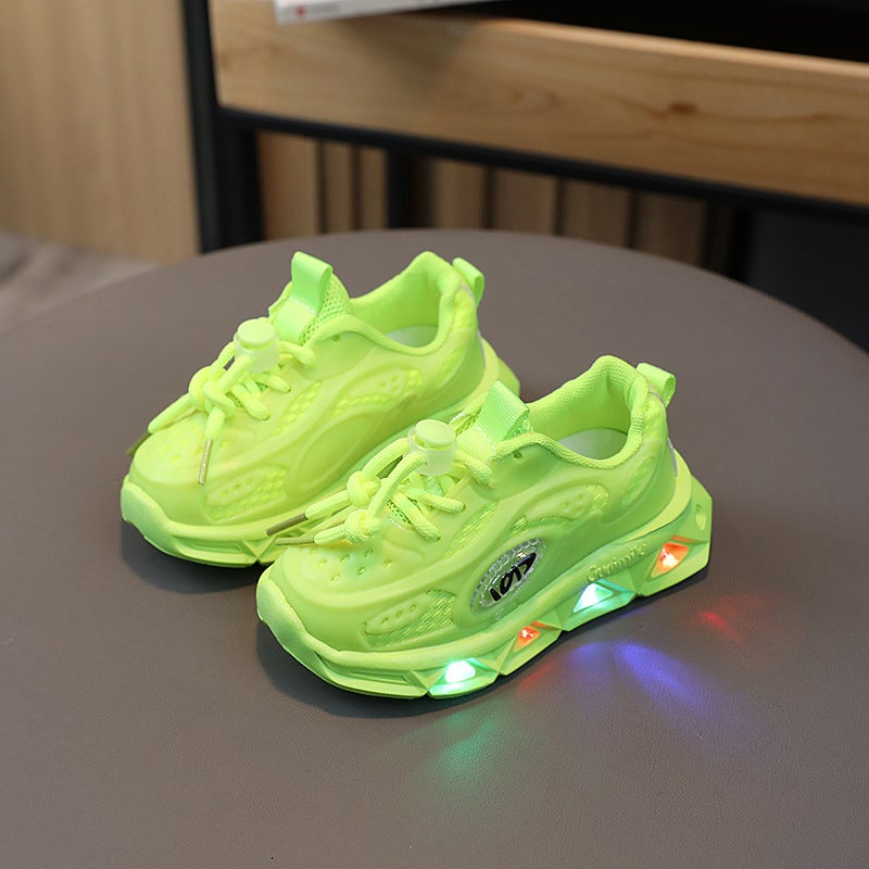 2023 Spring Light-Up Toddler Sneakers Height-Increasing Breathable 7218 green