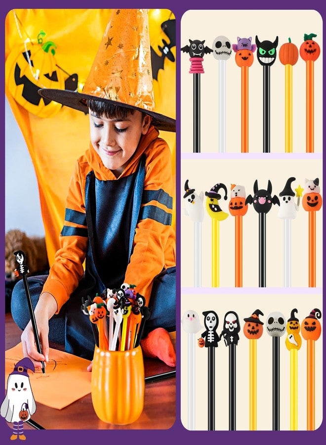 SANNIX 20pcs Halloween Cartoon Pens, Novelty Pumpkin Ghost Skull Bat Gel Ink RollerBall Pens for Halloween Birthday Party Favors Gift Home Supplies - Image 5