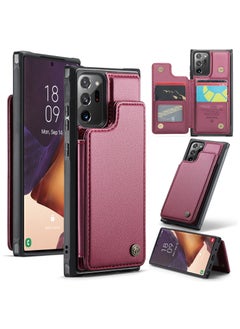 CaseMe Wallet Case for Samsung Galaxy Note 20 Ultra, Premium Handmade Durable PU Leather Slim Shockproof Case with [Double Magnetic Clasp] [Card Holder] [Kickstand] [RFID Blocking] (Red)  - Image 1