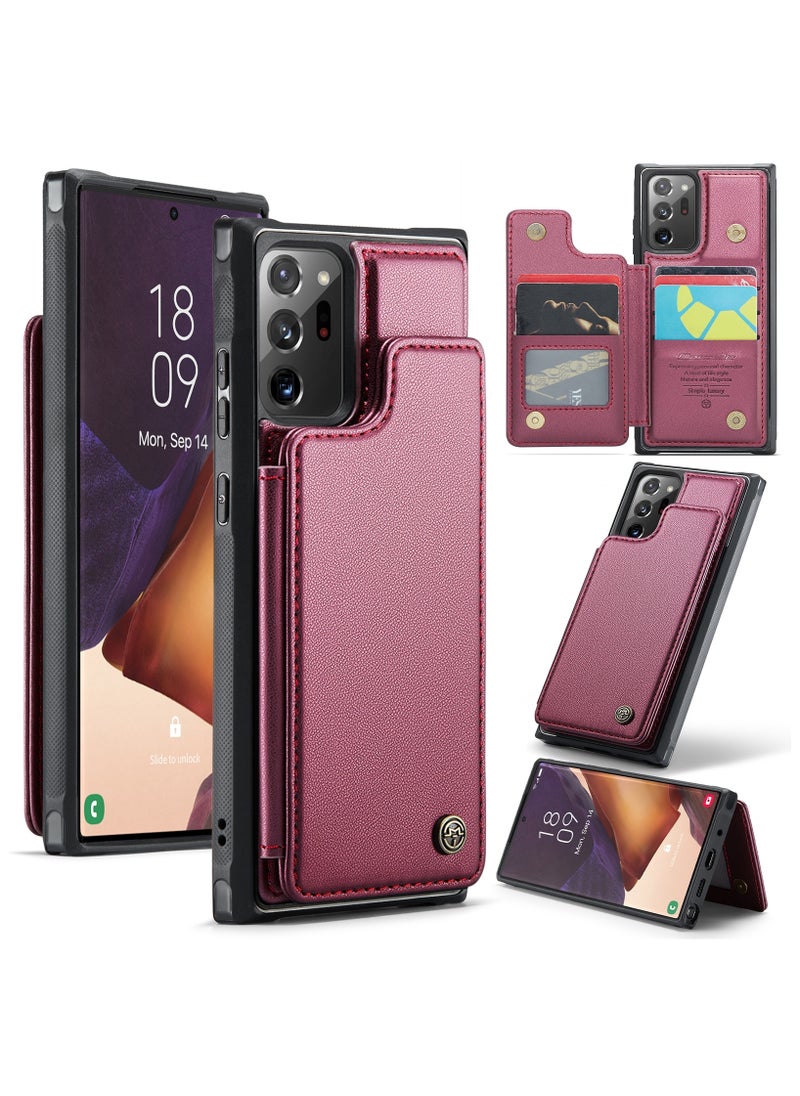 CaseMe Wallet Case for Samsung Galaxy Note 20 Ultra, Premium Handmade Durable PU Leather Slim Shockproof Case with [Double Magnetic Clasp] [Card Holder] [Kickstand] [RFID Blocking] (Red)  - Image 1