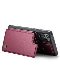 CaseMe Wallet Case for Samsung Galaxy Note 20 Ultra, Premium Handmade Durable PU Leather Slim Shockproof Case with [Double Magnetic Clasp] [Card Holder] [Kickstand] [RFID Blocking] (Red)  - Image 2