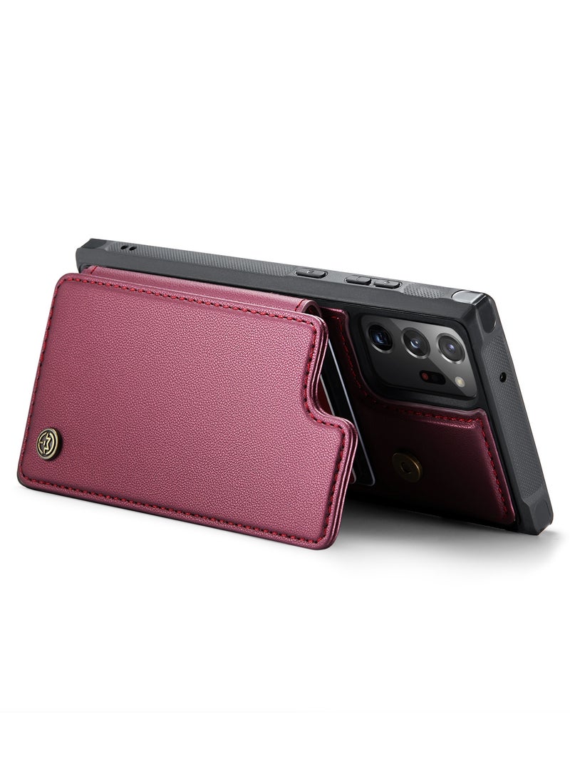 CaseMe Wallet Case for Samsung Galaxy Note 20 Ultra, Premium Handmade Durable PU Leather Slim Shockproof Case with [Double Magnetic Clasp] [Card Holder] [Kickstand] [RFID Blocking] (Red)  - Image 2