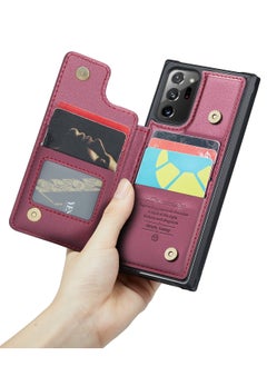 CaseMe Wallet Case for Samsung Galaxy Note 20 Ultra, Premium Handmade Durable PU Leather Slim Shockproof Case with [Double Magnetic Clasp] [Card Holder] [Kickstand] [RFID Blocking] (Red)  - Image 4