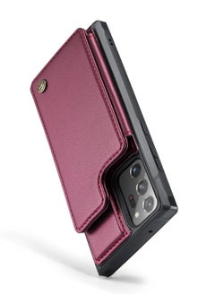 CaseMe Wallet Case for Samsung Galaxy Note 20 Ultra, Premium Handmade Durable PU Leather Slim Shockproof Case with [Double Magnetic Clasp] [Card Holder] [Kickstand] [RFID Blocking] (Red)  - Image 3