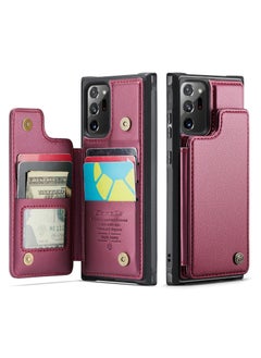 CaseMe Wallet Case for Samsung Galaxy Note 20 Ultra, Premium Handmade Durable PU Leather Slim Shockproof Case with [Double Magnetic Clasp] [Card Holder] [Kickstand] [RFID Blocking] (Red)  - Image 5
