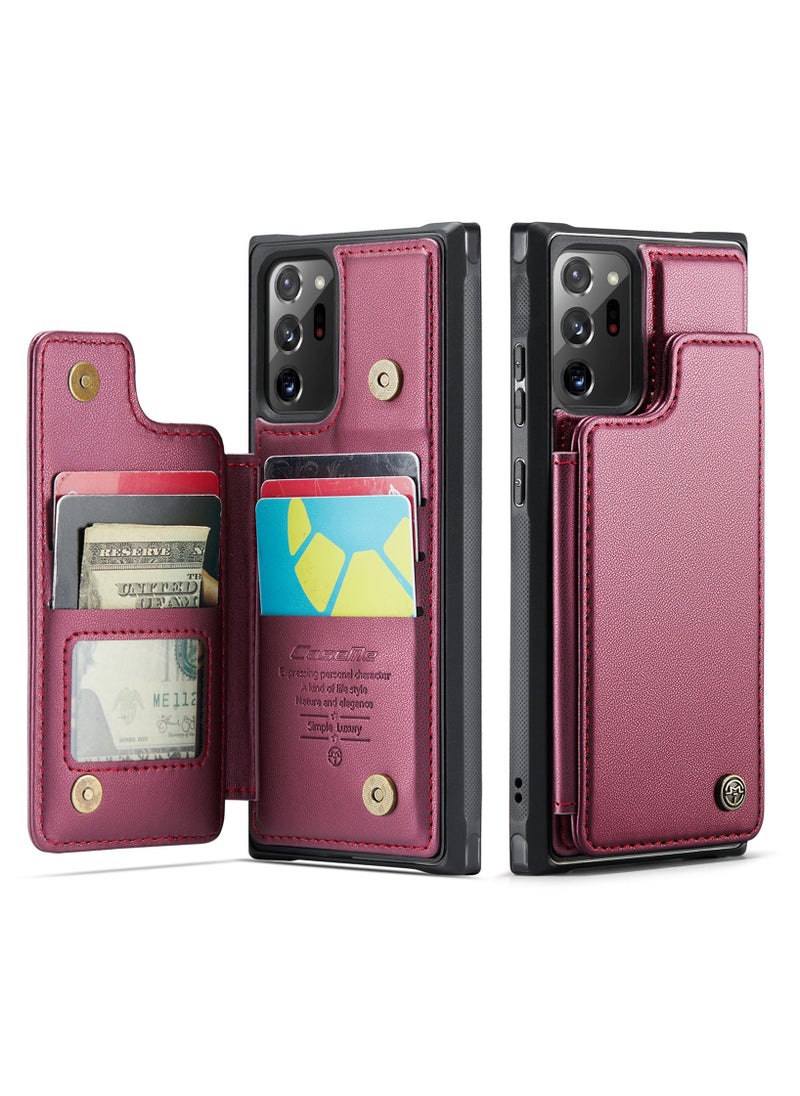 CaseMe Wallet Case for Samsung Galaxy Note 20 Ultra, Premium Handmade Durable PU Leather Slim Shockproof Case with [Double Magnetic Clasp] [Card Holder] [Kickstand] [RFID Blocking] (Red)  - Image 5