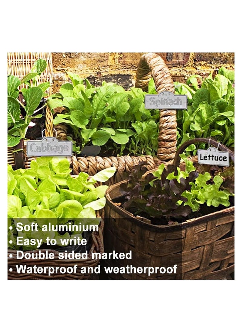 Generic Aluminum Plant Tags, Metal Plant Labels Garden Waterproof Tree Tags, Plant Markers Double Sided Write On Tags for Outdoor Identification and Greenhouse (100 Pcs, Two Size Wires)  - Image 2