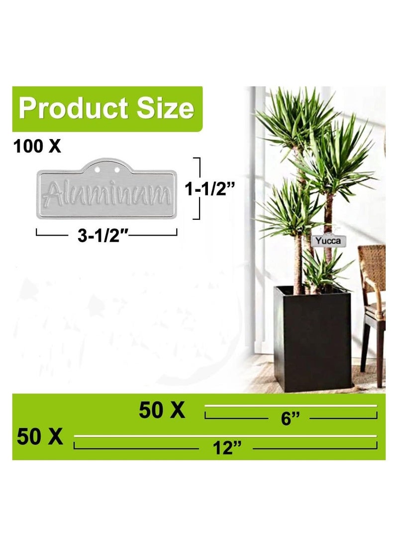 Generic Aluminum Plant Tags, Metal Plant Labels Garden Waterproof Tree Tags, Plant Markers Double Sided Write On Tags for Outdoor Identification and Greenhouse (100 Pcs, Two Size Wires)  - Image 3