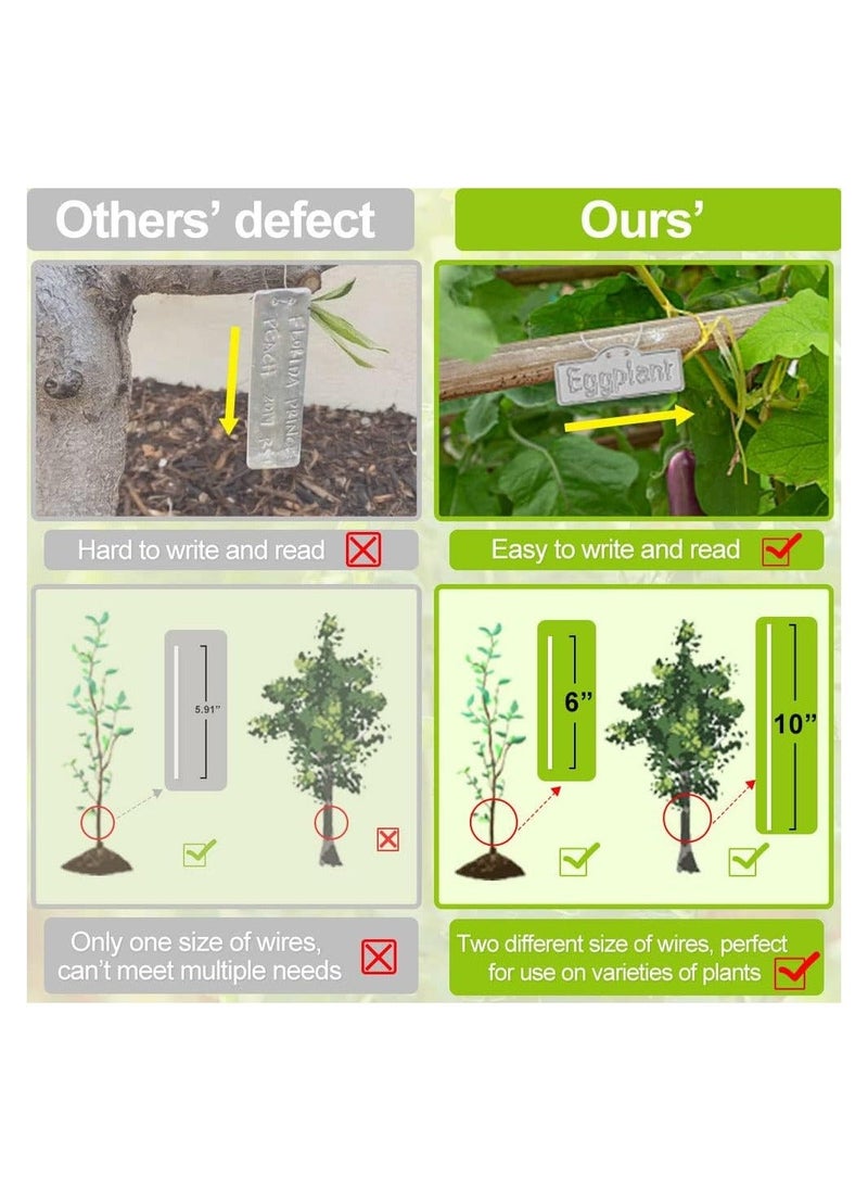 Generic Aluminum Plant Tags, Metal Plant Labels Garden Waterproof Tree Tags, Plant Markers Double Sided Write On Tags for Outdoor Identification and Greenhouse (100 Pcs, Two Size Wires)  - Image 5